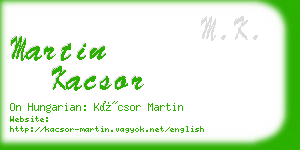 martin kacsor business card